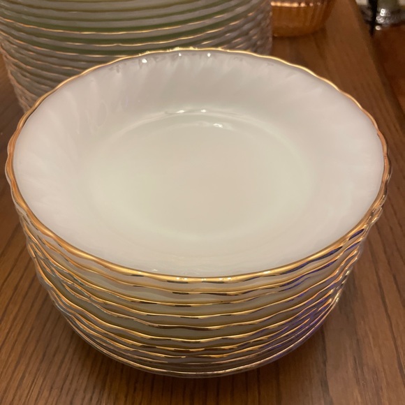 Vintage Fire King White with Gold Trim Glassware - 12 Dinnss - Picture 2 of 10